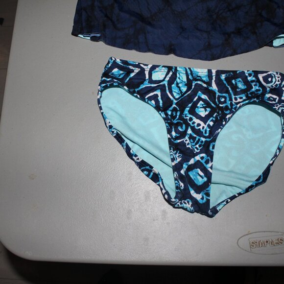 Blue 2 Pcs Justice Tankini Swimsuit Size 8 - Picture 3 of 10